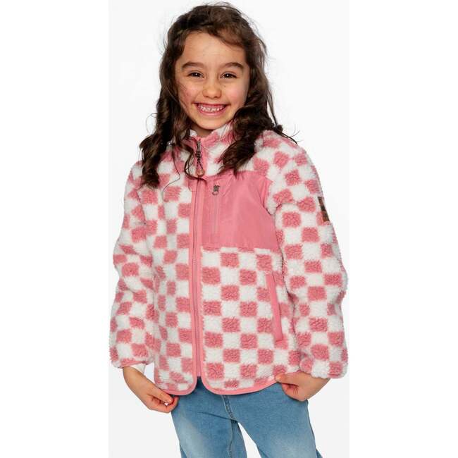 Sherpa Jacket, Pink Checkerboard
