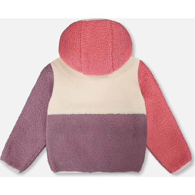 Sherpa Jacket, Pink Colorblock - Fleece & Sherpa Jackets - 3