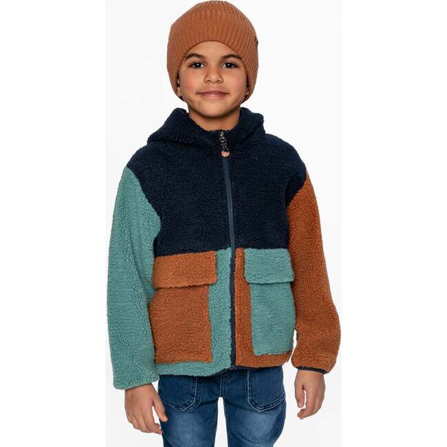 Sherpa Jacket, Navy Colorblock