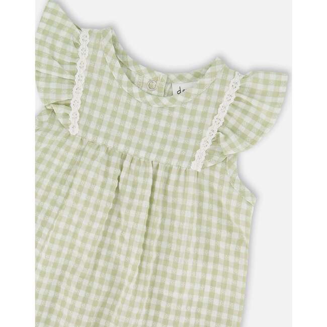 Romper, Green Gingham - Rompers - 3