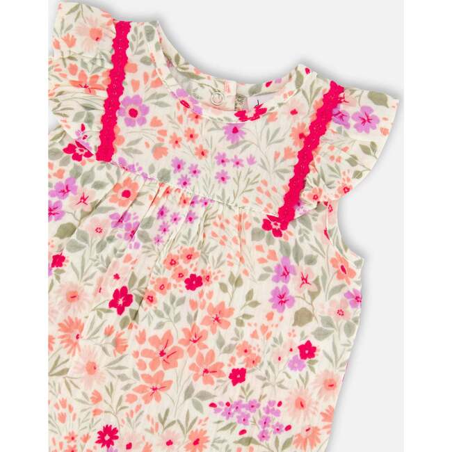 Romper, Off White Printed Flowers - Rompers - 3
