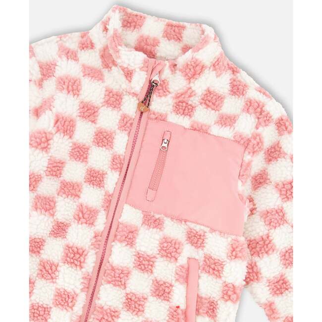 Sherpa Jacket, Pink Checkerboard - Fleece & Sherpa Jackets - 4