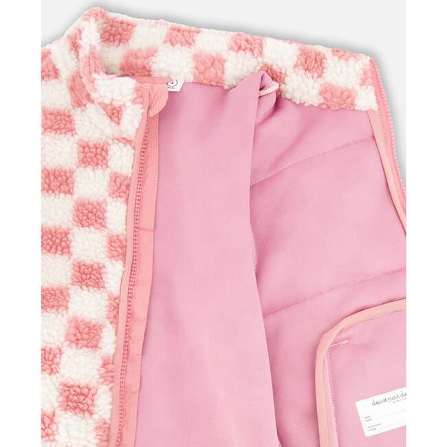 Sherpa Jacket, Pink Checkerboard - Fleece & Sherpa Jackets - 5