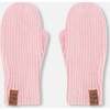 Ribbed Knit Mittens, Pale Rose - Gloves - 1 - thumbnail