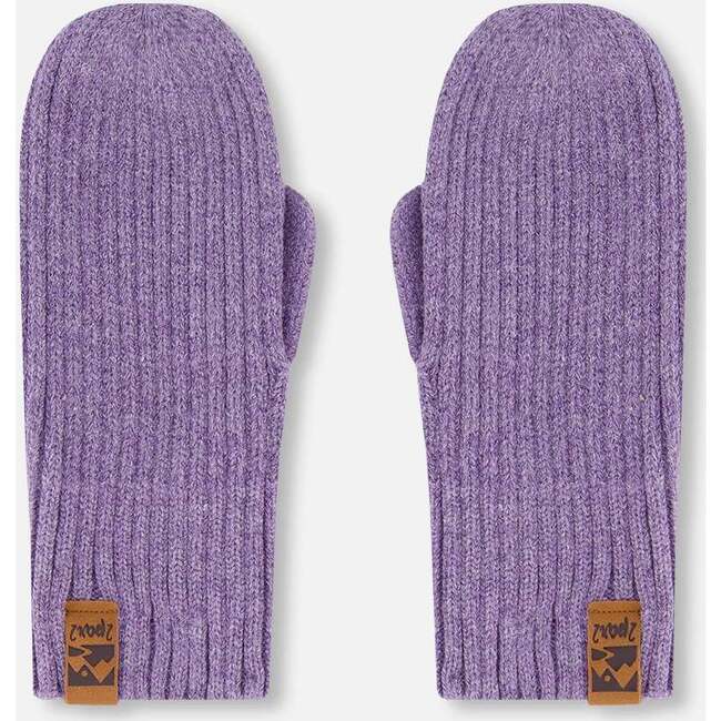 Ribbed Knit Mittens, Lavender