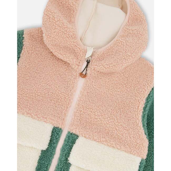 Sherpa Jacket, Light Pink Colorblock - Fleece & Sherpa Jackets - 4