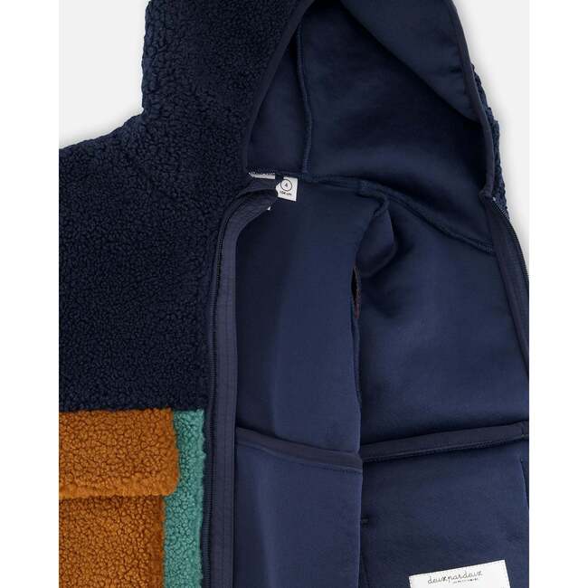 Sherpa Jacket, Navy Colorblock - Fleece & Sherpa Jackets - 5