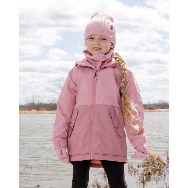 Ribbed Knit Mittens, Pale Rose