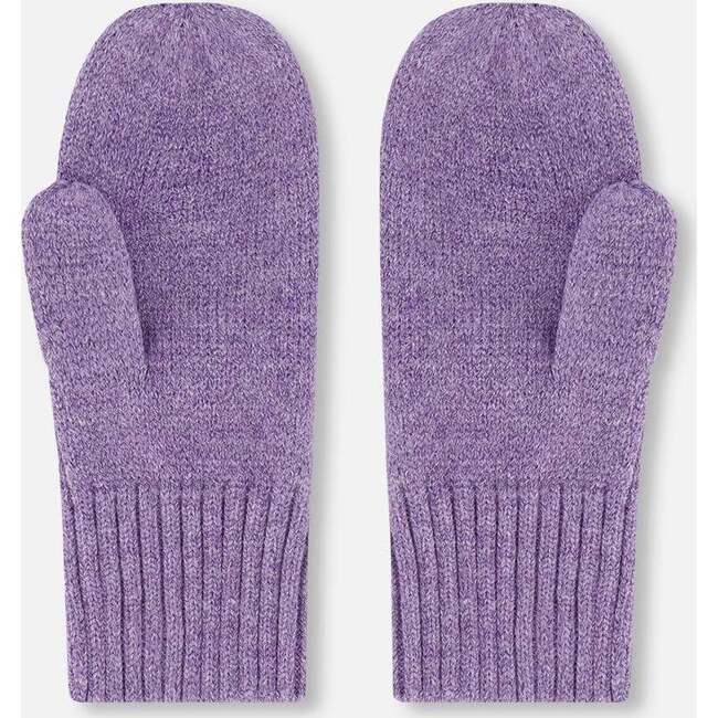 Ribbed Knit Mittens, Lavender - Gloves - 3