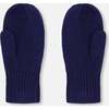 Ribbed Knit Mittens, Navy Blue - Gloves - 3