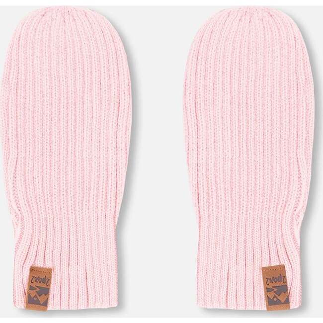 Ribbed Knit Mittens, Pale Rose - Gloves - 3