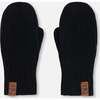 Ribbed Knit Mittens, Black - Gloves - 2