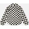 Sherpa Jacket, Black Checkerboard - Fleece & Sherpa Jackets - 3
