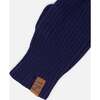Ribbed Knit Mittens, Navy Blue - Gloves - 4