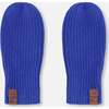 Ribbed Knit Mittens, Royal Blue - Gloves - 3