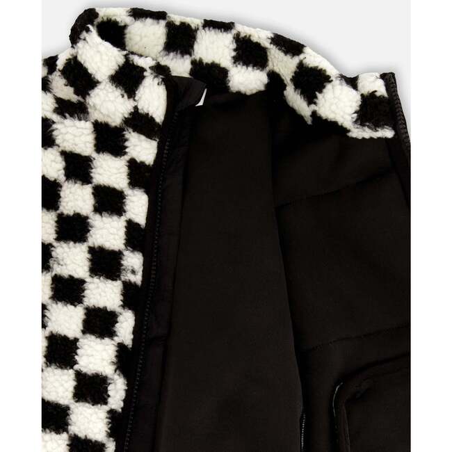 Sherpa Jacket, Black Checkerboard - Fleece & Sherpa Jackets - 5