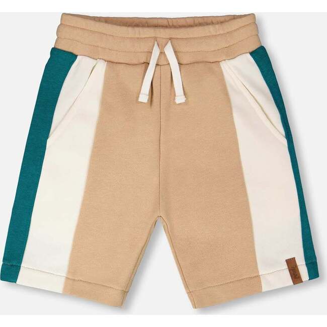 Sporty French Terry Shorts, Beige