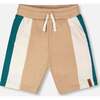 Sporty French Terry Shorts, Beige - Shorts - 1 - thumbnail