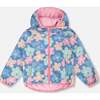 Softshell Jacket, Blue Floral Print - Jackets - 1 - thumbnail