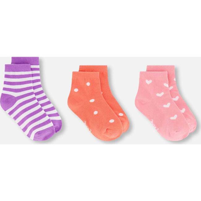 Socks (3 Pairs), Striped Mauve