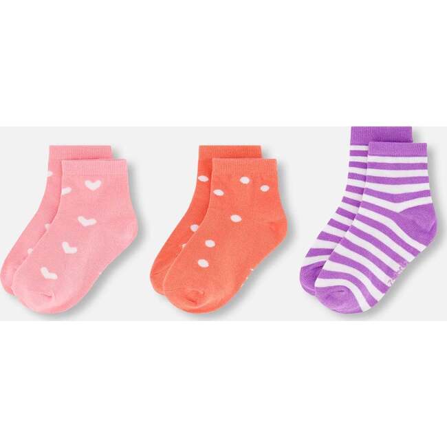 Socks (3 Pairs), Striped Mauve