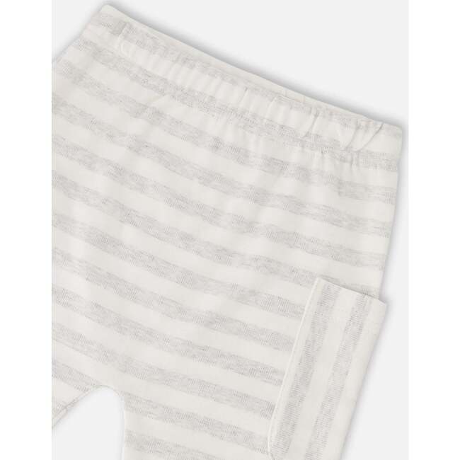 Soft Jersey Sweater And Pants Set, White & Grey Stripes - Mixed Apparel Set - 5