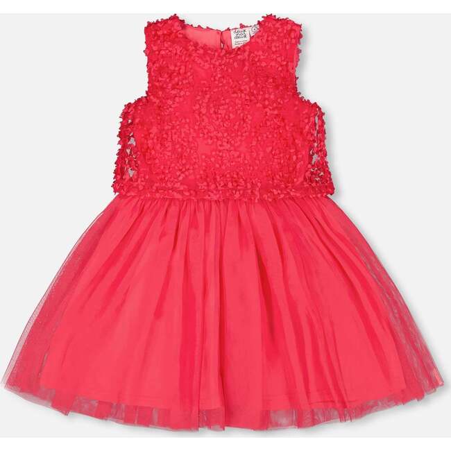 Sleeveless Textured Rosette Dress, Pink