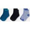 Socks (3 Pairs) Set, Striped Blue/Navy/Teal - Socks - 2