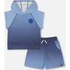Sleeveless Top And Shorts Set, Blue Gradient - Mixed Apparel Set - 1 - thumbnail