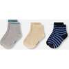 Socks (3 Pairs) Set, Striped Blue/Biege/Grey - Socks - 2