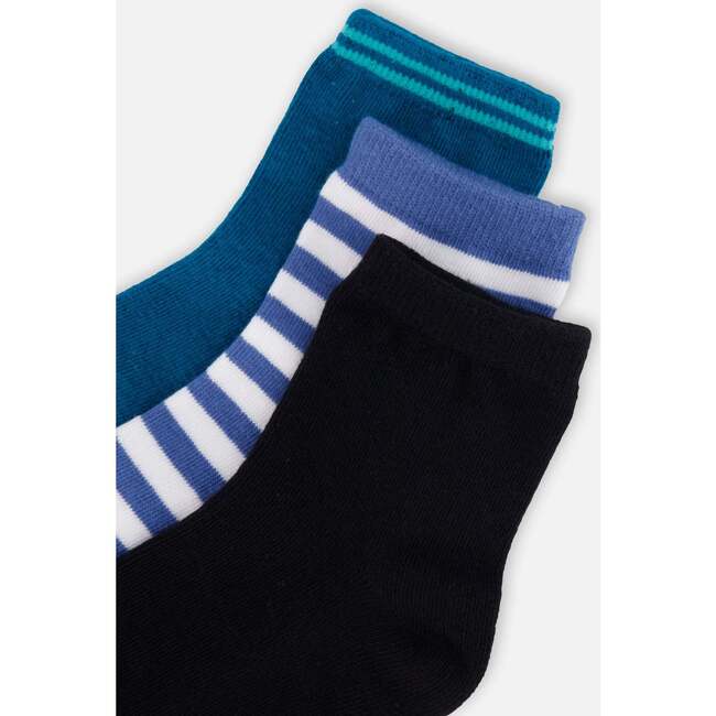 Socks (3 Pairs) Set, Striped Blue/Navy/Teal - Socks - 3