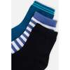Socks (3 Pairs) Set, Striped Blue/Navy/Teal - Socks - 3