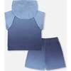 Sleeveless Top And Shorts Set, Blue Gradient - Mixed Apparel Set - 2 - thumbnail