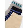 Socks (3 Pairs) Set, Striped Blue/Biege/Grey - Socks - 3