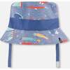 Recycled Polyester Beach Hat, Blue Printed Marine Animals - Sun Hats - 1 - thumbnail