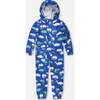 Rain One-Piece In Polyurethane, Blue Chameleon Print - Snowsuits - 1 - thumbnail