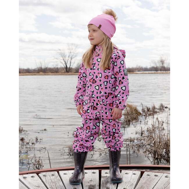 Rain One-Piece In Polyurethane, Pink Heart Print