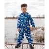 Rain One-Piece In Polyurethane, Blue Chameleon Print - Snowsuits - 2