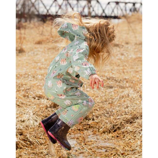 Rain One-Piece In Polyurethane Green Frog Print, Green With Frog Print