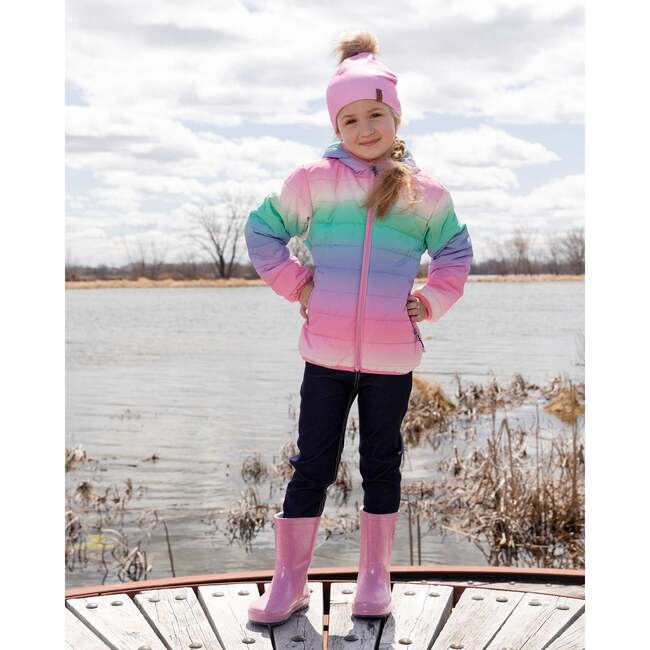 Rain Boots In Natural Rubber, Pink Glitter