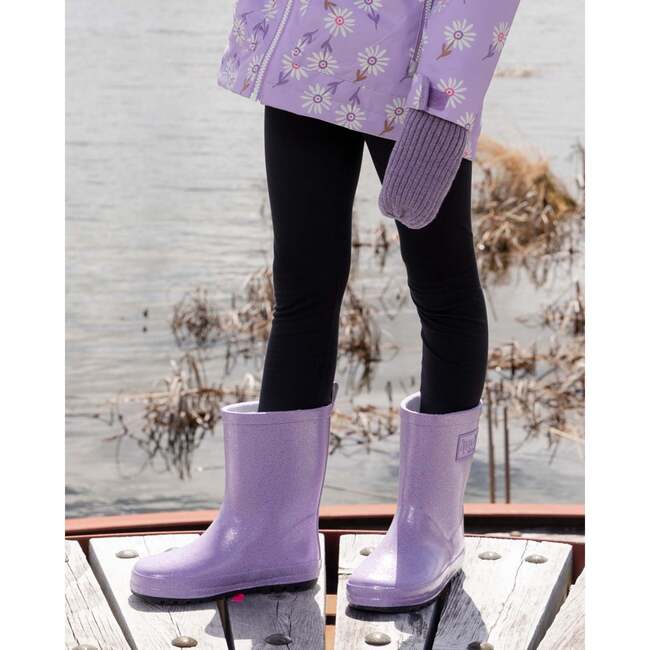 Rain Boots In Natural Rubber, Purple Glitter - Boots - 3