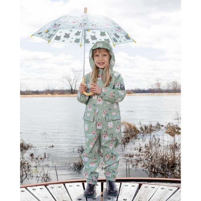 Rain One-Piece In Polyurethane Green Frog Print, Green With Frog Print - Snowsuits - 3