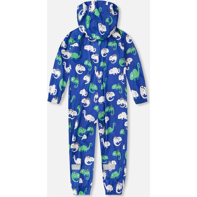 Rain One-Piece In Polyurethane, Blue Chameleon Print - Snowsuits - 4