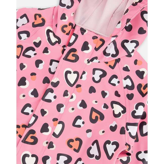 Rain One-Piece In Polyurethane, Pink Heart Print - Snowsuits - 5