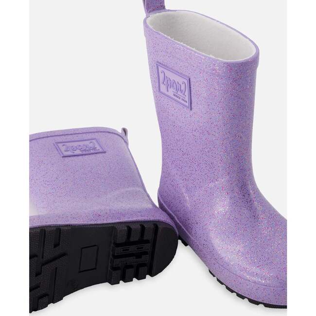 Rain Boots In Natural Rubber, Purple Glitter - Boots - 4