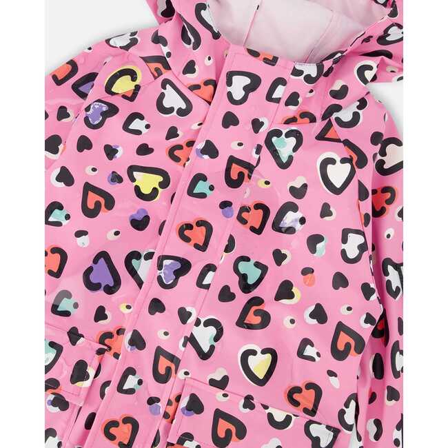 Rain One-Piece In Polyurethane, Pink Heart Print - Snowsuits - 6