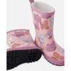 Rain Boots In Natural Rubber, Pink Butterfly Print - Boots - 3