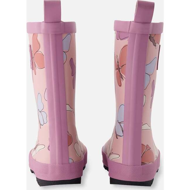 Rain Boots In Natural Rubber, Pink Butterfly Print - Boots - 4