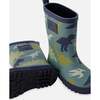 Rain Boots In Natural Rubber, Green Dinosaur Print - Boots - 3