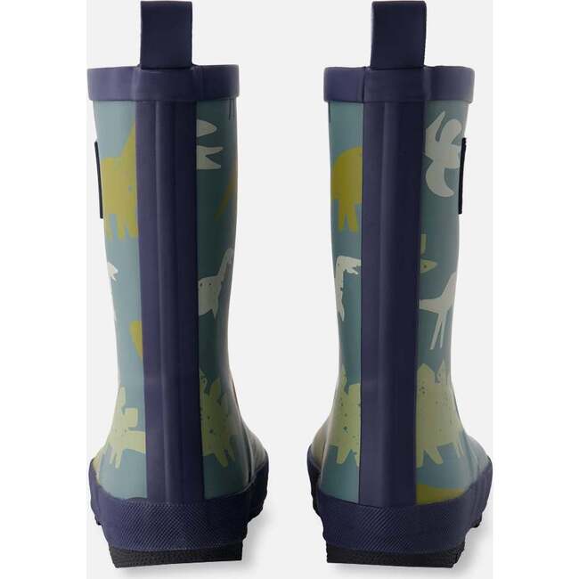 Rain Boots In Natural Rubber, Green Dinosaur Print - Boots - 4